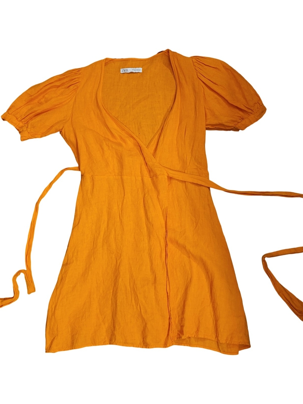 Zara Bright Orange Linen Dress